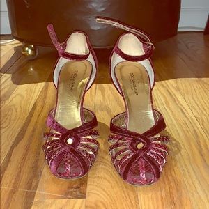 Dolce & Gabbana purple velvet pumps